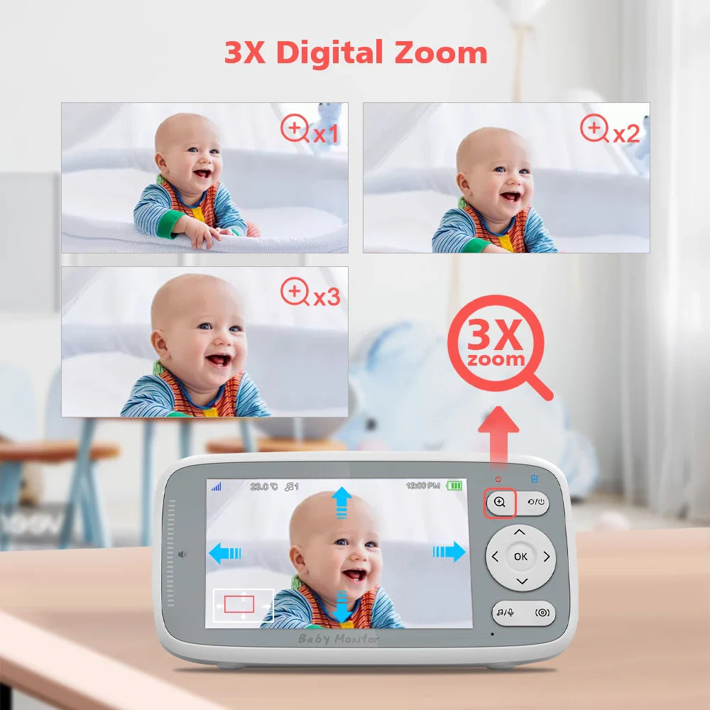 4.0 Inch Video Baby Monitor Camera - 720P HD with 3X Digital Zoom & Two-Way Audio