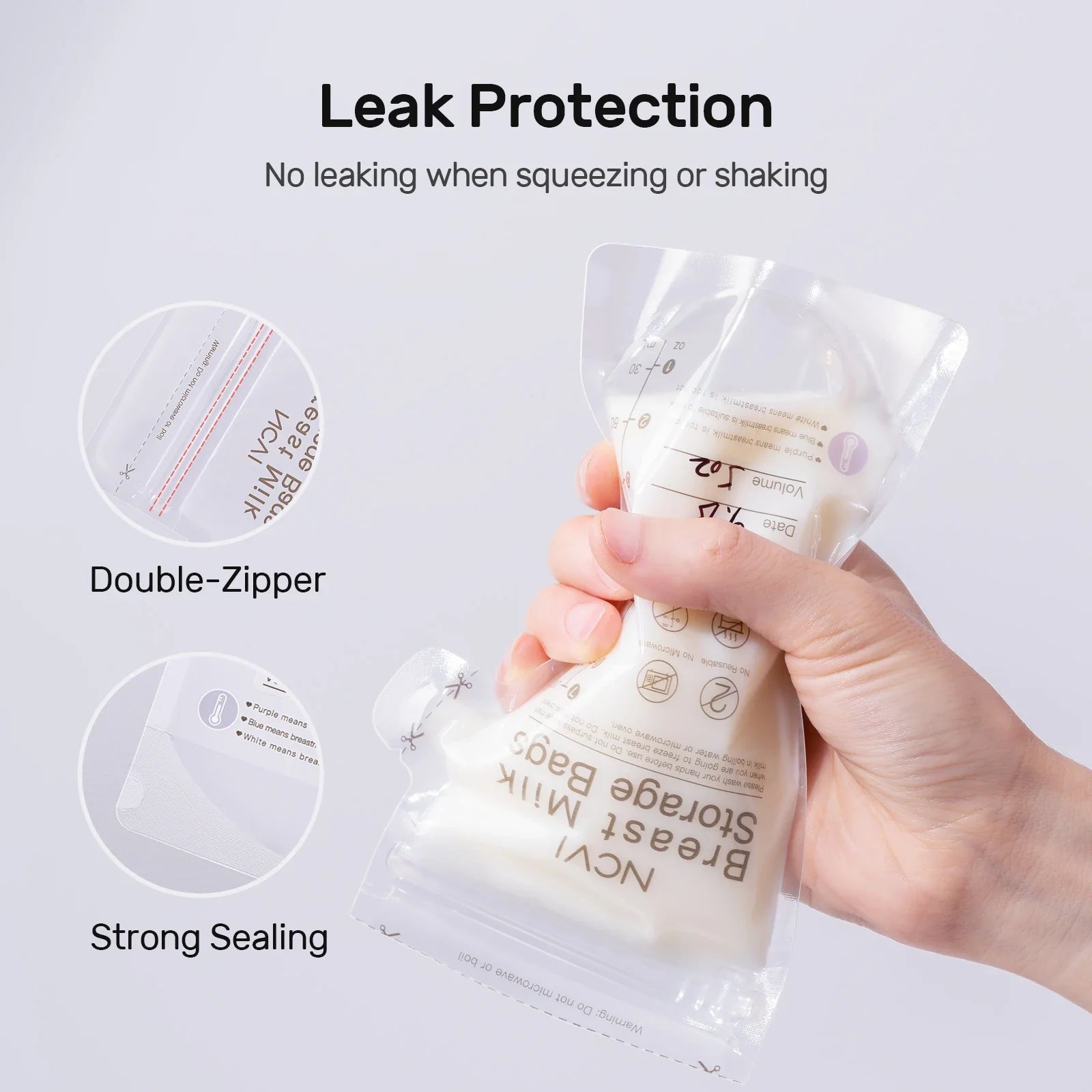 Breastmilk Storage Bags - 200ml Temp-Sensing Freezer Bags with Double Seal