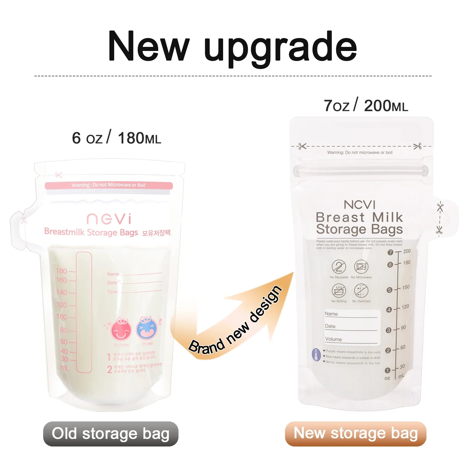 Breastmilk Storage Bags - 200ml Temp-Sensing Freezer Bags with Double Seal