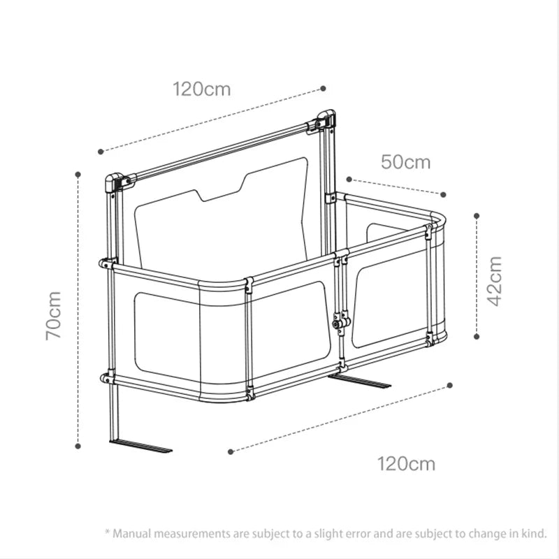 Foldable Baby Cot with Bed Guardrail - Lightweight Anti-Fall Protection Crib