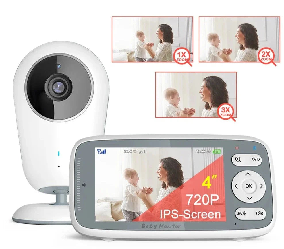 4.0 Inch Video Baby Monitor Camera - 720P HD with 3X Digital Zoom & Two-Way Audio